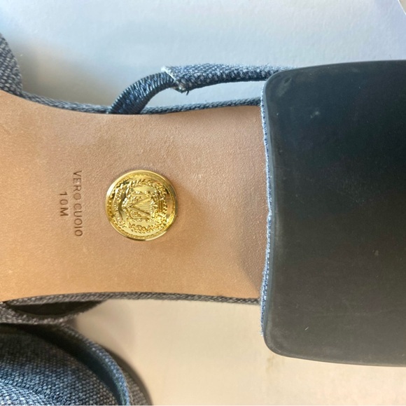 Veronica Beard Two-Tone Slingback Size 10 –Gray Black Blue Denim Cap Toe Pointed - Picture 5 of 7